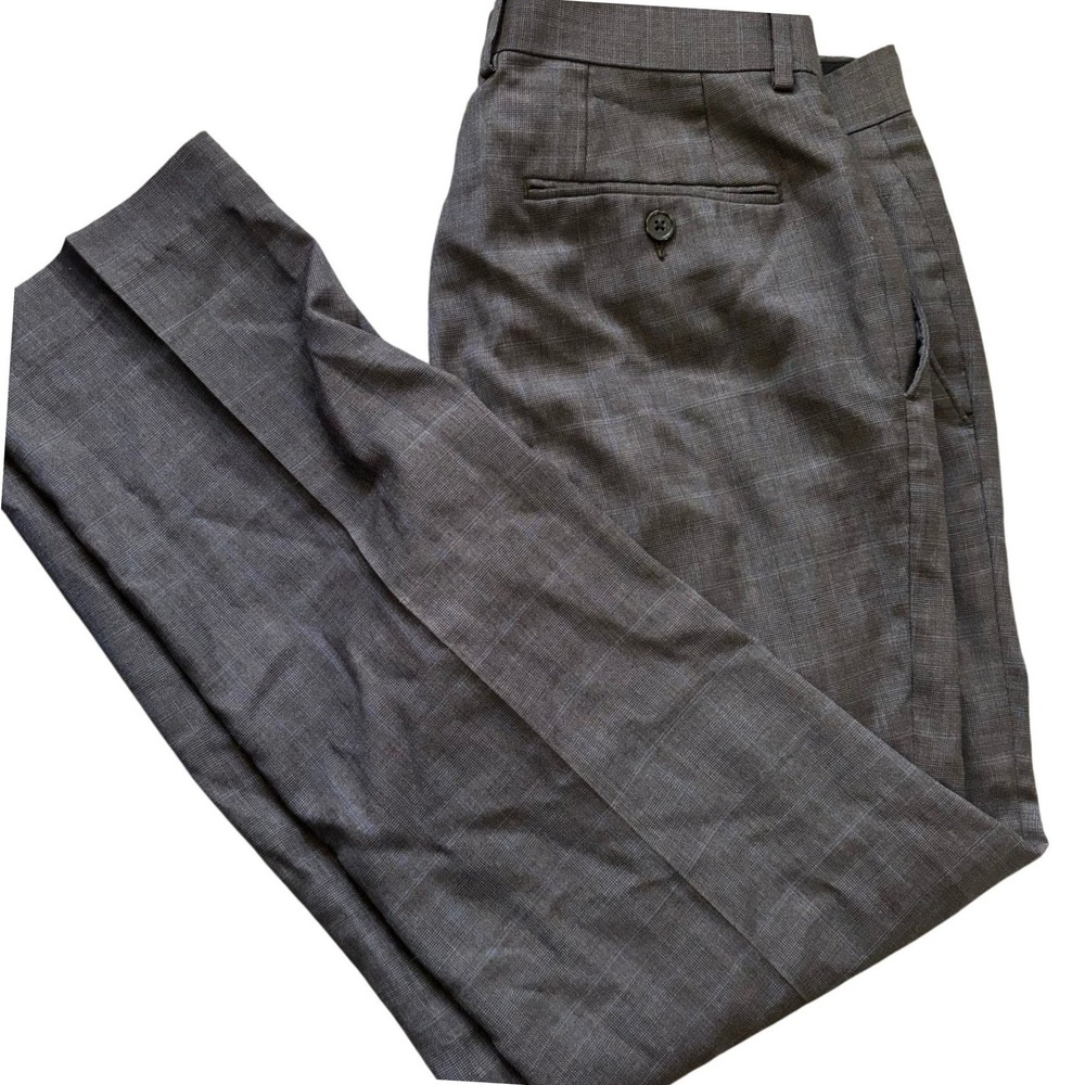 Lauren Ralph Lauren Dress Pants 34X30 Wool Blend Gray Blue Check Business Casual